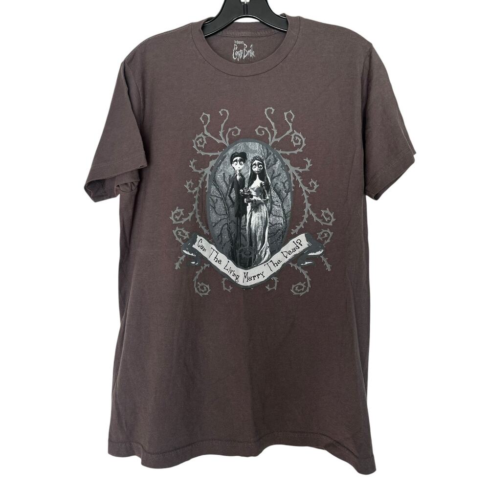 Tim Burton’s Corpse Bride Victor Emily Graphic T-Shirt Brown Size Medium